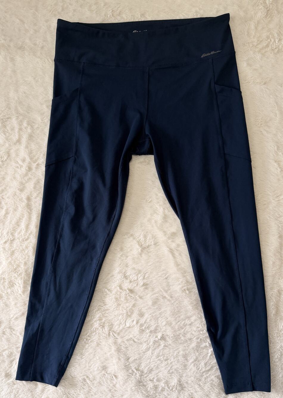 Eddie Bauer Trail Tight Navy Blue Leggings Womens XL Side Pockets High Rise